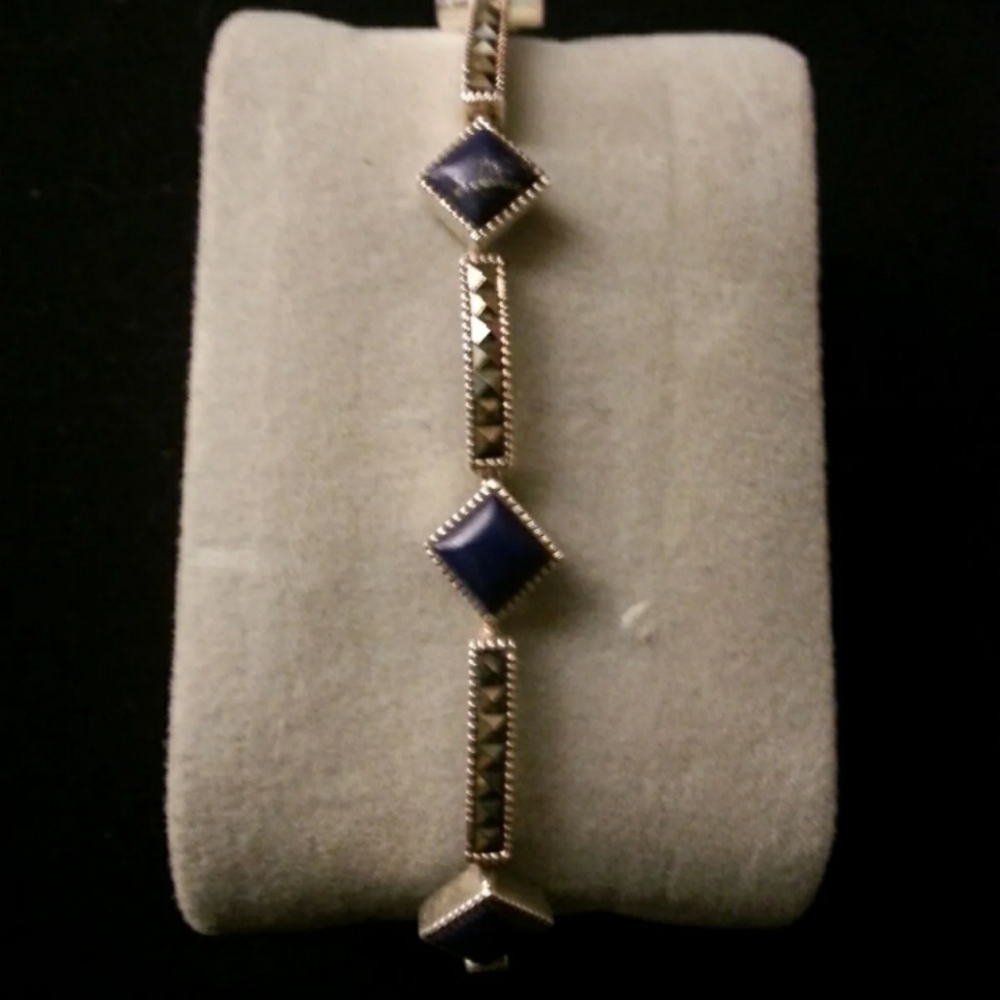 Blue Lapis and Marquesite bracelet